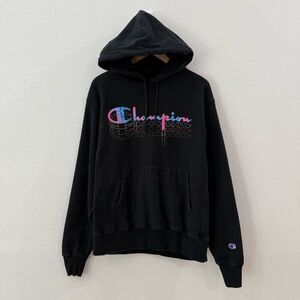 Vintage Champion Reverse Weave Men's Medium Black Holographic Logo Sweatshirt